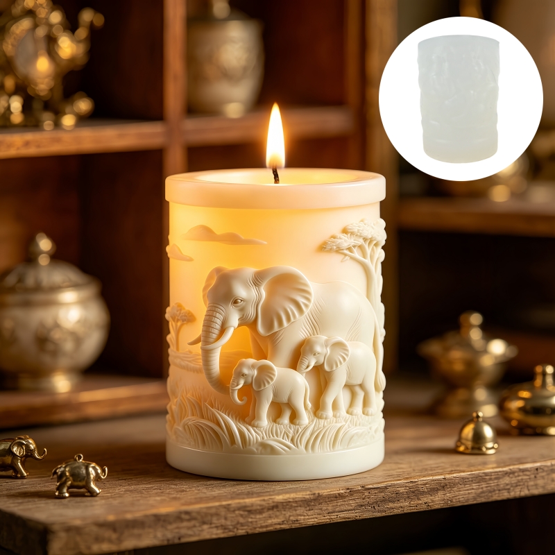 Candle Making For Kids - Forma silikonowa na świecę cylindryczną Słoń